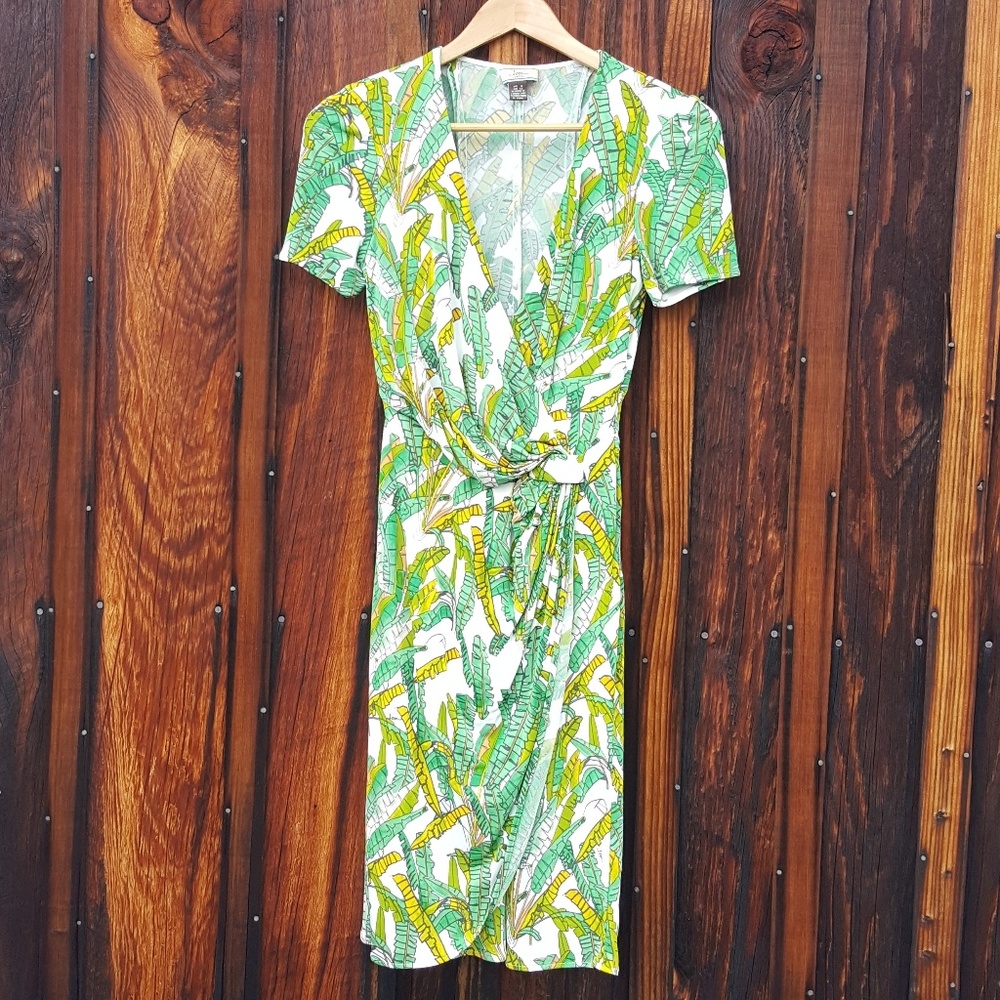 Issa London Banana leaf print dress